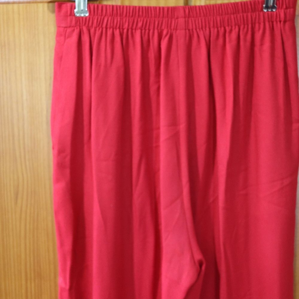 Taurus II Vintage 80s Red Black Trim Pantsuit Womens 10 Retro Power Suit Set - Picture 10 of 16